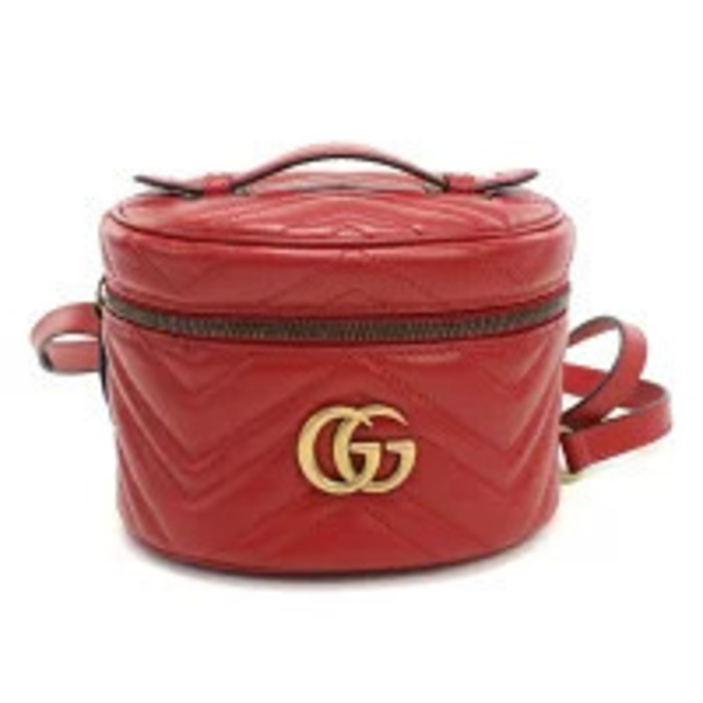 Gucci Backpack Rucksack Daybag GG Marmont Leather Red Travel